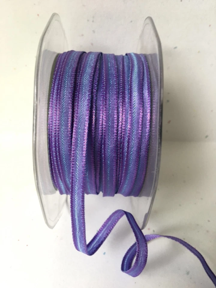 Cinta de satén bicolor de 5 mm - May Arts - BQ43 - azul/púrpura - 100 yardas Foto 1 de 1