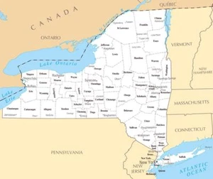 MAPA DEL CONDADO DE NUEVA YORK CARTEL BRILLANTE IMAGEN IMPRESIÓN FOTO ciudad 3382 - Imagen 1 de 1