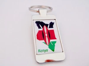 KENIA KENIANISCHE FLAGGE KARTE ABZEICHEN SCHLÜSSELANHÄNGER SCHLÜSSELANHÄNGER FLASCHENÖFFNER KETTENGESCHENK - Bild 1 von 5