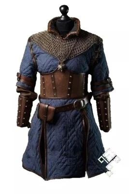 CONJUNTO COMPLETO MEDIEVAL Armadura Feminina Light Witcher em Gambeson Azul - Imagem 1 de 3