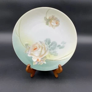 Antique RS Prussia Germany Handpainted 7.75” Floral Plate Pink Roses Gold Rim - Picture 1 of 5