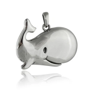 Whale Pendant - 925 Sterling Silver - Whimsical Marine Life Ocean NEW - Picture 1 of 1
