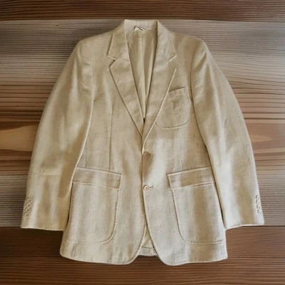 Le Tigre Linen Blazer Sports Coat Cream Single Vent Miami Vice Mens Size 40R Vtg - Image 1 of 4