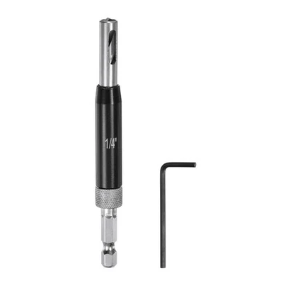 Juego de brocas autocentrantes de 1/4" vástago hexagonal 1/4" para bisagras, negro 1 pieza Foto 1 de 4