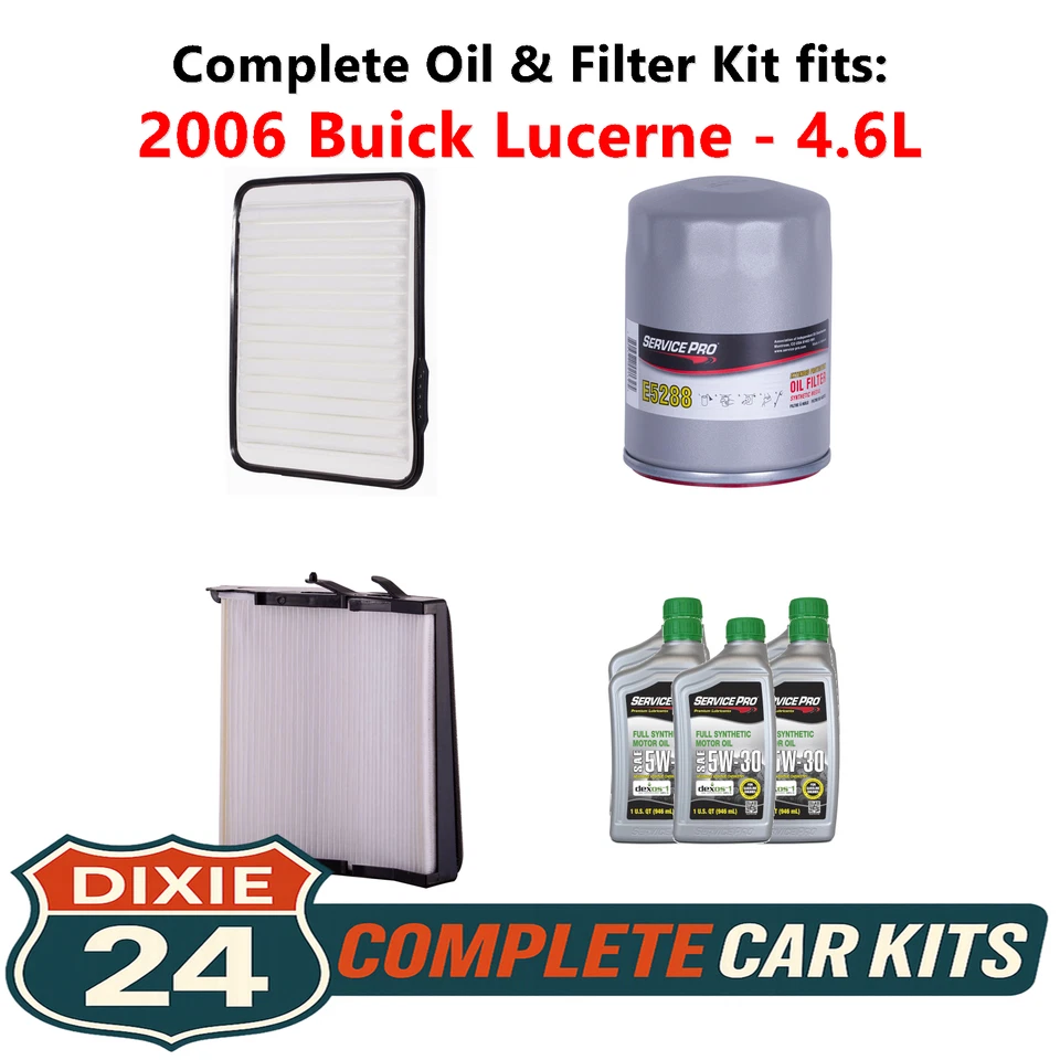 Fits: 2006 Buick Lucerne 4.6L Complete Oil, Air & Cabin Filter Kit (5W-30) — 第 1/4 张图片