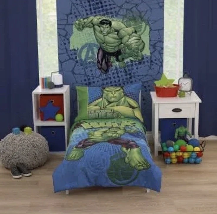 Juego de cama de 4 piezas para niños pequeños Marvel Avengers The Incredible Hulk Foto 1 de 4