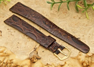 Vintage 1950s Brown Bulova Alligator watch band with 10K GF Buckle 16mm 5/8" - Picture 1 of 7