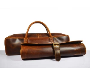 KRC Leather Chef Knife Roll + Leather Knife Roll Case - Picture 1 of 8
