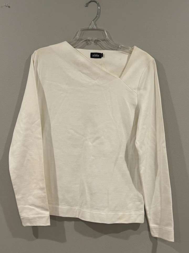 Camiseta KATE SPADE Saturday Manga 3/4 Cuello Sin Cordones Blanca Mujer Talla Grande NUEVA Foto 1 de 4
