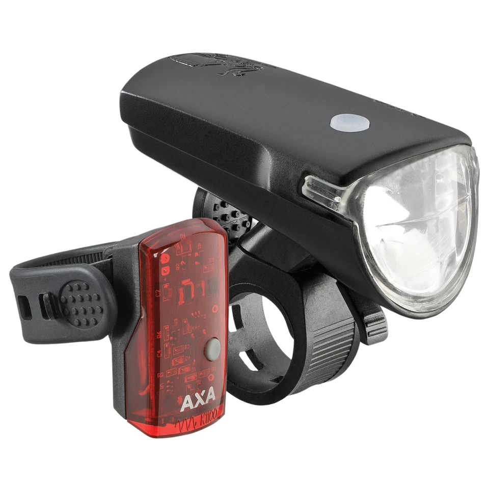 AXA 40 Akku-Led-Beleuchtungsset Greenline 40/10Lux USB con Supporto Bici Luce - Immagine 1 di 4