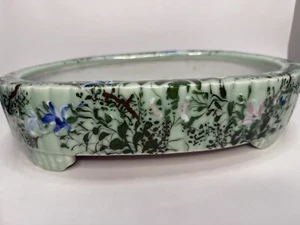 Antik Vintage Chinesisch Japanisch Seladon Glasiert Bonsai Baum Pflanzgefäß Cache Topf - Bild 1 von 14