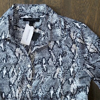 NEW Banana Republic Dillon Womens SMALL Snakeskin Shirt~ Blue Polyester - Image 1 of 4
