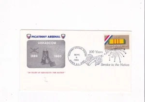 VTG. DOVER, N. J. PICATINNY ARSENAL CENTENNIAL CACHET POSTAL COVER W/ CARD 1980 - Imagen 1 de 2