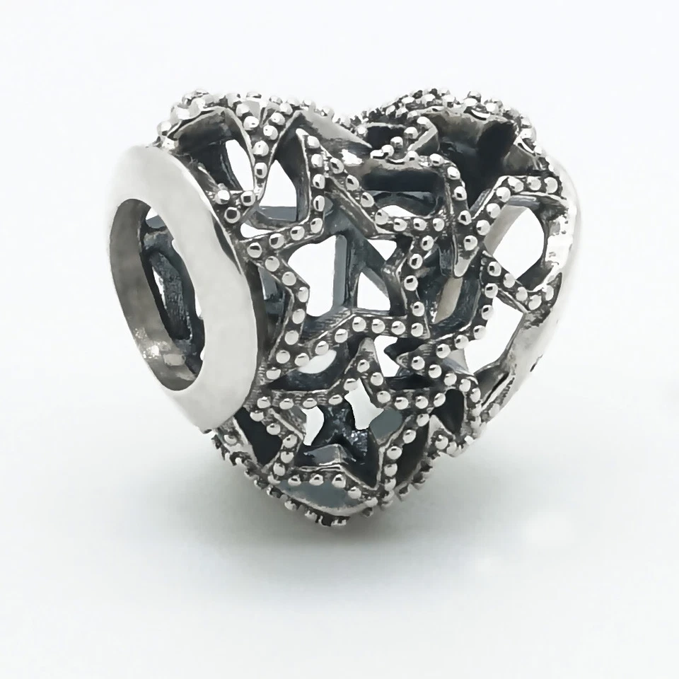 Original Pandora Charm Durchbrochenes Herz & Sterne 925er Silber 798462C00 Neu - Bild 1 von 1