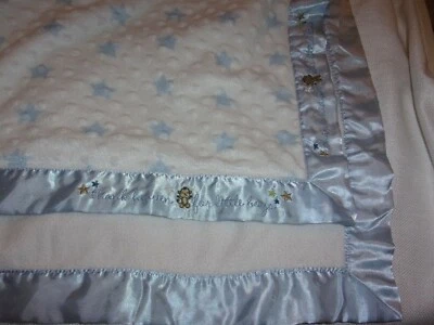 Carters Just one Thank Heaven minky  Baby Boys Blue white  star Blanket monkey - Imagem 1 de 3