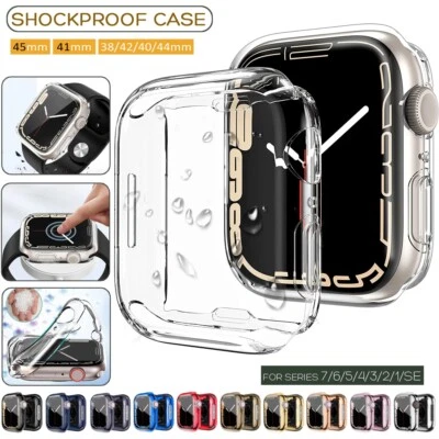 For Apple Watch Series 2/3/4/5/6/7/8/9 SE Case iWatch TPU Screen Protector Cover - Image 1 of 4