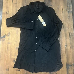 Ksubi Shirt Mens L Black Long Sleeve Jersey Combo Shirt Frayed Unisex - Picture 1 of 5