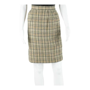 EDDIE BAUER Knee Length Straight Skirt Green Corduroy Floral Womens UK 4 - Picture 1 of 5