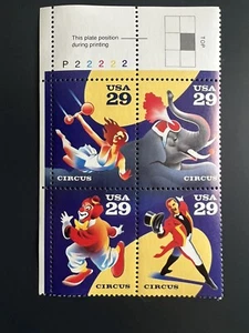 Plate Block of 4 stamps - Scott 2750-53 - 29 cent - Circus - 1993 - MNH - Picture 1 of 1