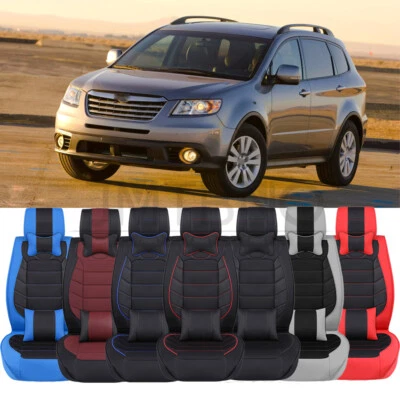 Juego completo de fundas de asiento de coche delanteras + traseras de cuero para Subaru Tribeca 5 asientos cojín Foto 1 de 4