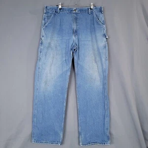Pantalones de trabajo de carpintero de mezclilla para hombre Carhartt tiro alto ajuste regular talla real 38 - Imagen 1 de 14