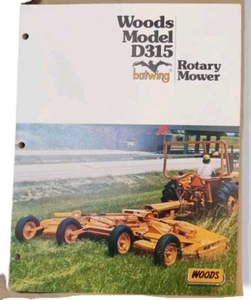 Folleto publicitario desplegable WOODS Hesston vintage murciélago cortacésped rotativo D315 - Imagen 1 de 3