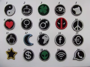 6 pc set mini patches hippie, horoscope, monograme, deadpool, gender symbols, - Picture 1 of 5