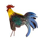 Rustic Metal Cockerel Stake Garden Sculpture Decor Bird Ornament Rooster