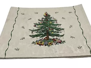 Spode Tovagliette Tessuto Albero di Natale Set di 3 Biancheria Natalizia Usate Vintage - Foto 1 di 12