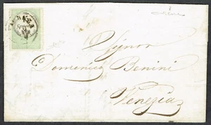 1856 Lombardy and Venetia 15c Green and Black on Cover to Venezia VFU Cat. £375 - Picture 1 of 2