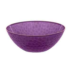 12oz Disposable Plastic Organic Purple Hammered Bowls with Gold Rim 50pcs