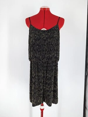 Vestido Mono Grande Alice Olivia EE. UU. Hecho en Nueva York Negro Con Cuentas Aleta Jazz Foto 1 de 4