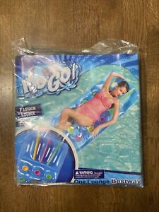 Bestway H2O Go! Adult Blue Inflatable Fashion Lounge Pool Mat - 74 in. x 28 in.