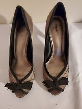 Fioni heels, Blush with black bow and black trim 7