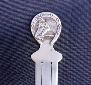 Silver Bookmark 925 Sterling Beautiful Horse Head Good Luck Horse Shoe Portugal - Picture 1 of 5