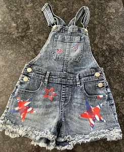 JORDACHE bib shortalls shorts 1 piece denim stars girls 7-8 PreOwned Star design - Picture 1 of 9