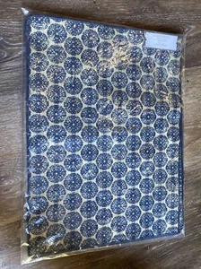 6 pack Threshold Cotton/Linen Blend Medallion Print Blue/Tan Placemats New T43 - Picture 1 of 6