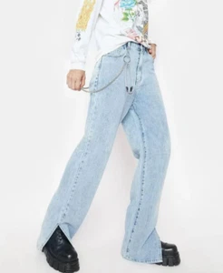 Momokrom NEW High Waisted Split Jeans Sz M UK10  EU38 Light Blue Wash Straight - Bild 1 von 10