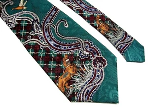 CERVINO  Neck Tie DUCKS on GREEN 100% SILK Necktie FREE SHIP FATHER'S DAY - Picture 1 of 5