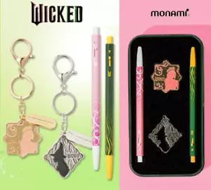 WICKED Película ELPHABA y Galinda Llavero de Metal + Juego de Bolígrafo + Pista - Imagen 1 de 8