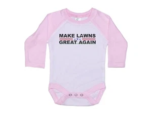 LAWN CARE BABY ROMPER, Make Lawns Great Again, INFANT BODYSUIT, CHILD'S RAGLAN - Picture 1 of 16