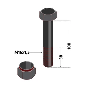 Tornillo triturador + madre M16x100x1.5 10.9 SW24 para muthing Twose Berti Samasz  - Imagen 1 de 2