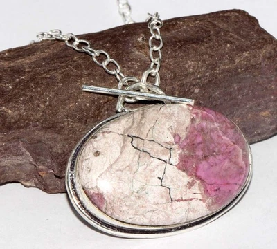 Outstanding Cobalt Calcite 925 Silver Plated Gemstone Necklace 17" MJ - Image 1 of 3