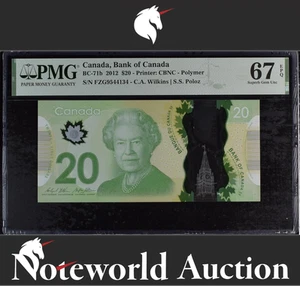 Canada Bank of Canada $20 2012 BC-71b Polymer UNC PMG 67 EPQ 3rd TOP POP - Picture 1 of 4