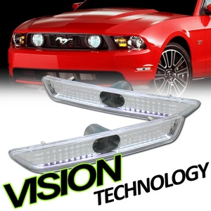 Chrome Clear Front Bumper Side Marker Reflector Lights For 10-14 Ford Mustang - Picture 1 of 2