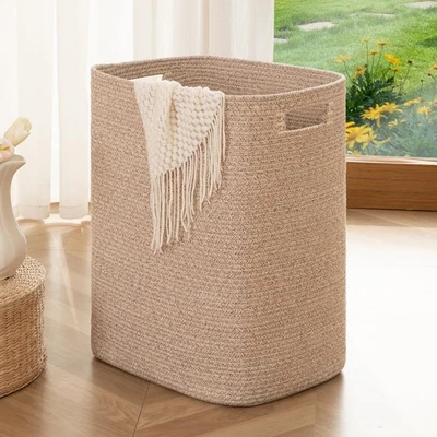 Laundry Hamper, Rectangle Cotton Laundry Basket with Handles, Large Blanket B... - Image 1 of 4