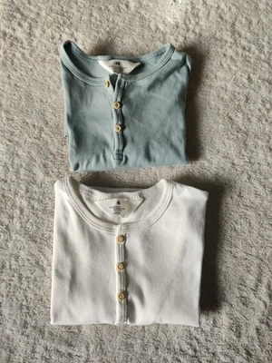 H&M UK 8-10Y EUR 134/140 Boys T Shirt With Buttons - Ivory Green 100% Cotton  - Image 1 of 4