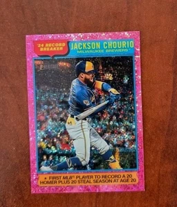 2025 Heritage Chrome Record Breakers #5ACKSON CHOURIO PINK SPARKLE BREWERS - Picture 1 of 1