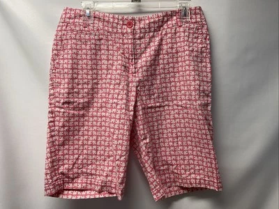 Bermudas Talbots Frente Plano Rosa/Blanco Pez Talla 8 Bolsillos Informales Golf Foto 1 de 4