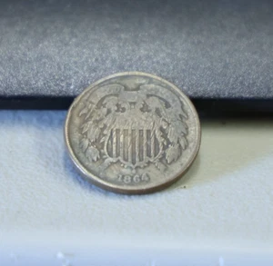 1864 US 2 Cent Piece G  (Slight Corrosion,Scratch) - Picture 1 of 2